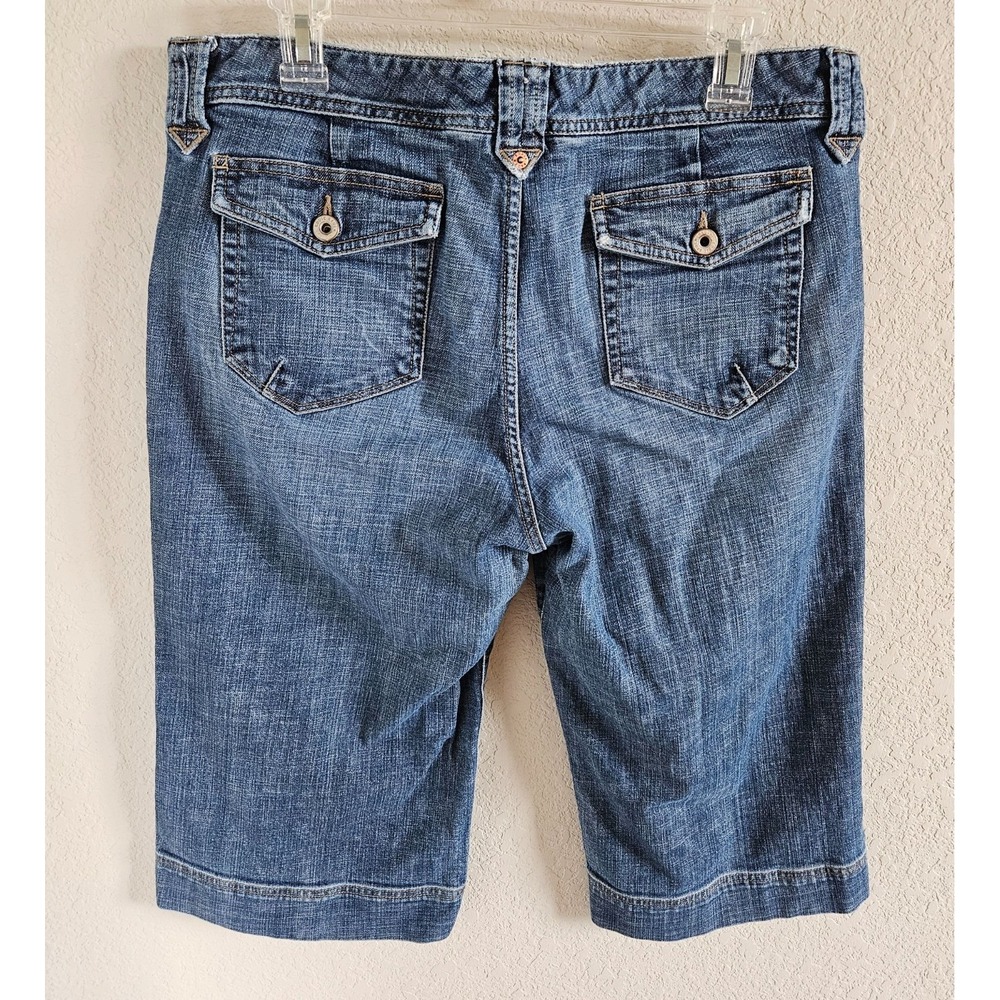 Eddie Bauer Woman SZ 12 Wide Leg Cropped Denim Jean Below Knee Casual Hipster - Picture 2 of 6
